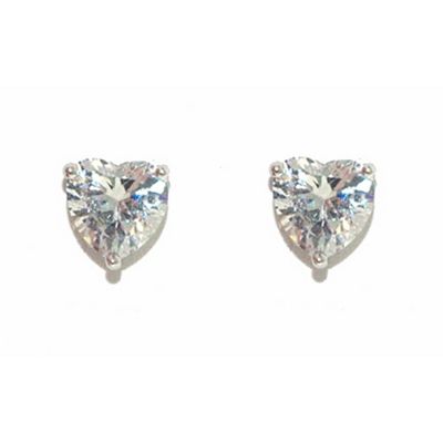 Silver swarovski crystal heart earrings
